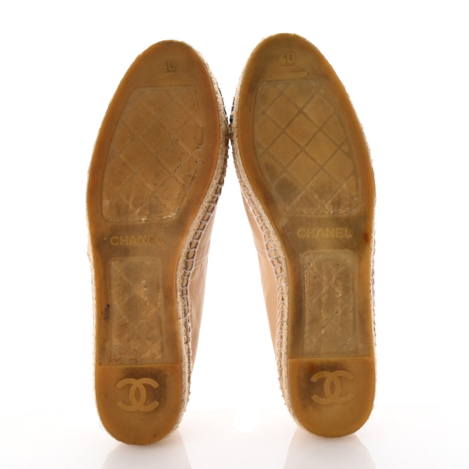 Chanel Lambskin CC Espadrilles 40 Beige Black Image 6