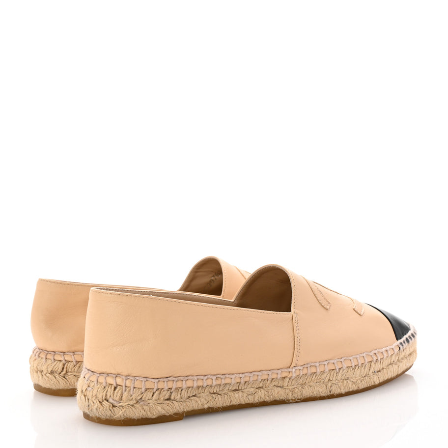 Chanel Lambskin CC Espadrilles 40 Beige Black Image 5