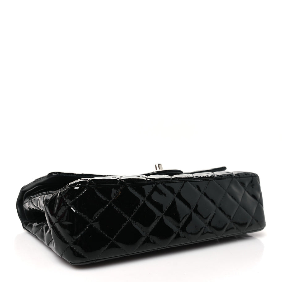 Chanel Patent Quilted Medium Double Flap Black Image 4
