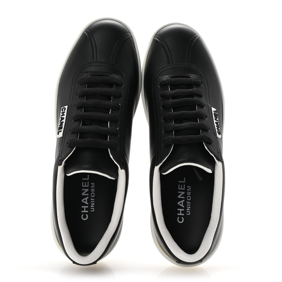Chanel Calfskin CC Uniform Womens Sneakers 37 Black Image 2