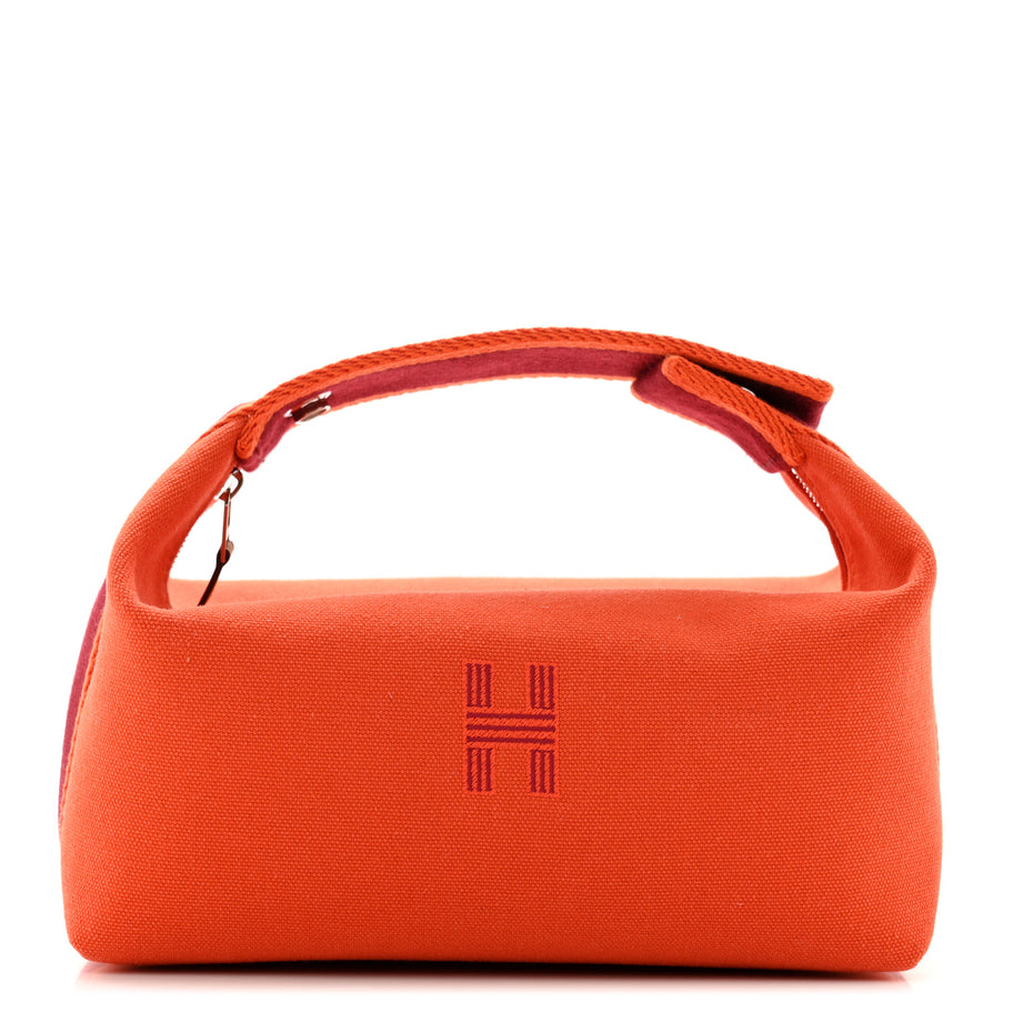 Hermes Canvas Small Bride-A-Brac Pouch Orange Burgundy Image 1