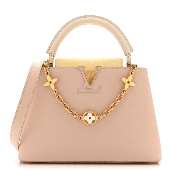  Louis Vuitton Taurillon Enamel Flower Chain Capucines BB Beige Yellow Creme