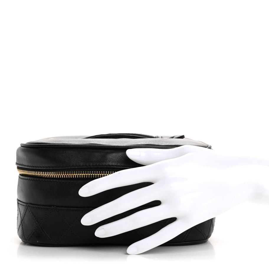 Chanel Lambskin Vanity Cosmetic Case Black Image 2