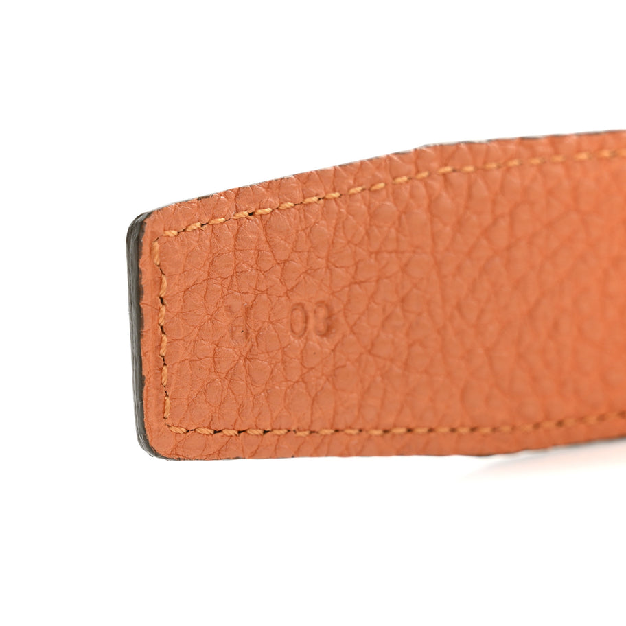 Hermes Box Togo 32mm H Belt 80 32 Black Orange Image 5