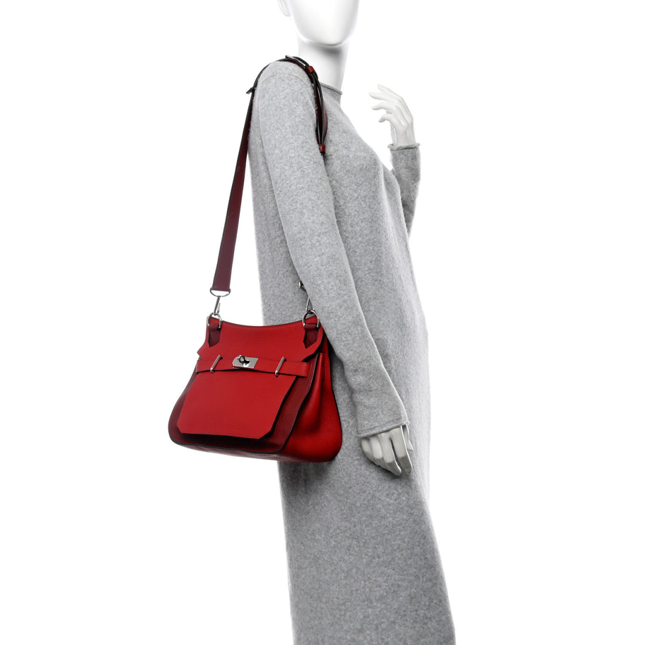 Hermes Taurillon Clemence Bi-Color Jypsiere 28 Rouge H Rouge Casaque Image 2