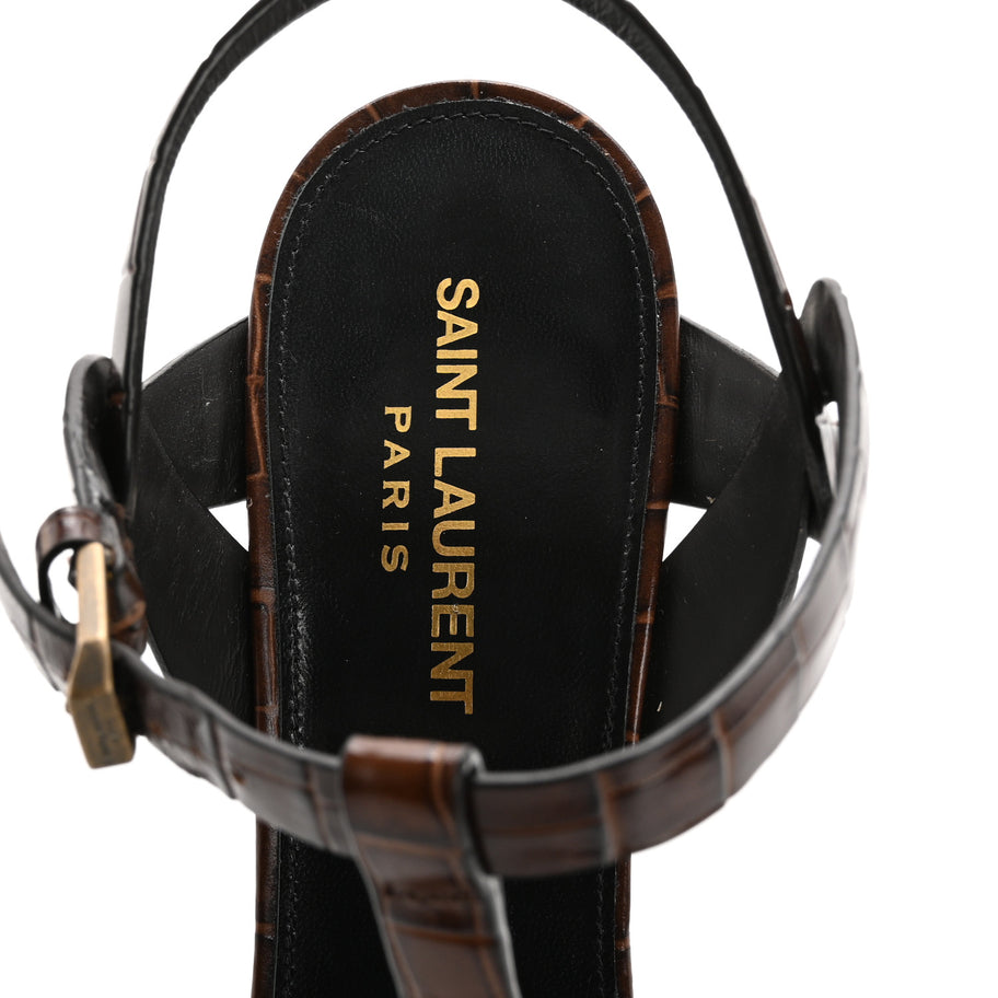 Saint Laurent Calfskin Crocodile Embossed Tribute 105 Sandals 39.5 Moro Image 7