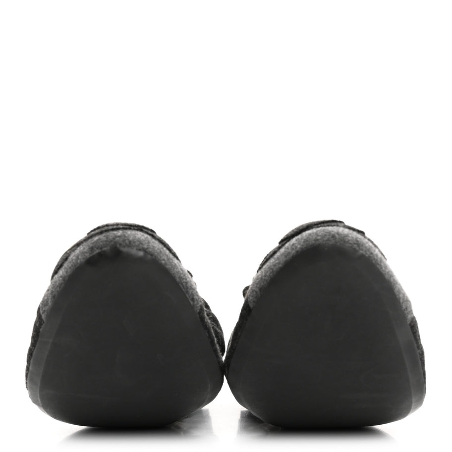 Chanel Tweed Quilted Camellia Cap Toe Ballerina Flats 40 Grey Image 3