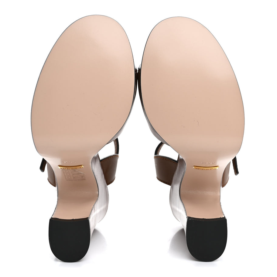 Gucci Cosmos Softy Calfskin Wooden InterLocking G Cut-Out 30/120mm Platform Sandals 35.5 Cuir Image 6