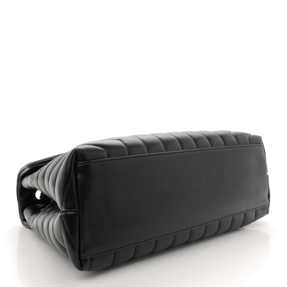 Saint Laurent Calfskin Y Quilted Monogram Monochrome Medium Loulou Chain Satchel Black Image 4