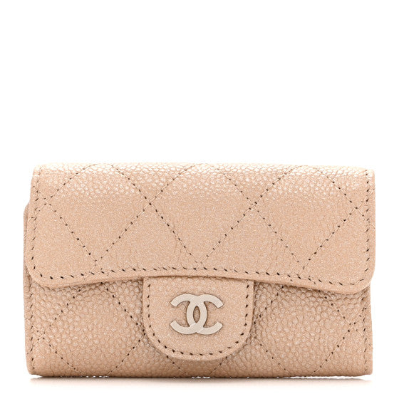 Chanel Metallic Caviar Quilted 6 Key Holder Light Beige Image 1