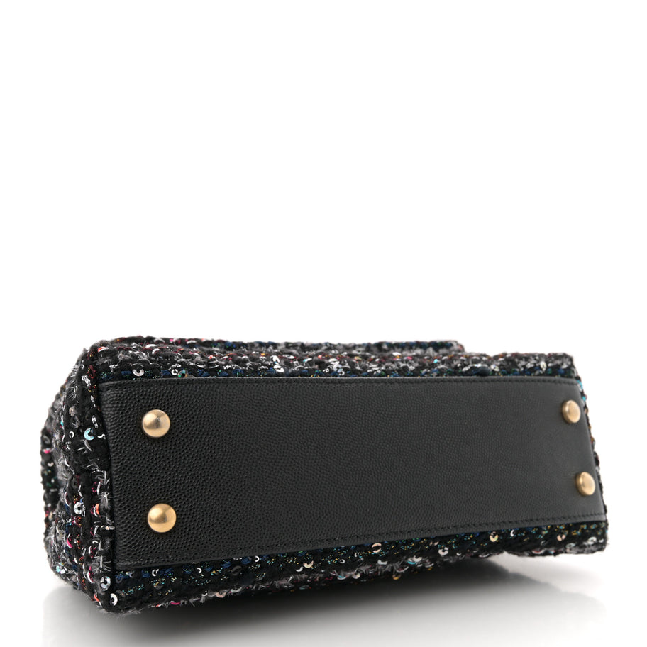 Chanel Tweed Sequin Mini Coco Handle Flap Black Image 4