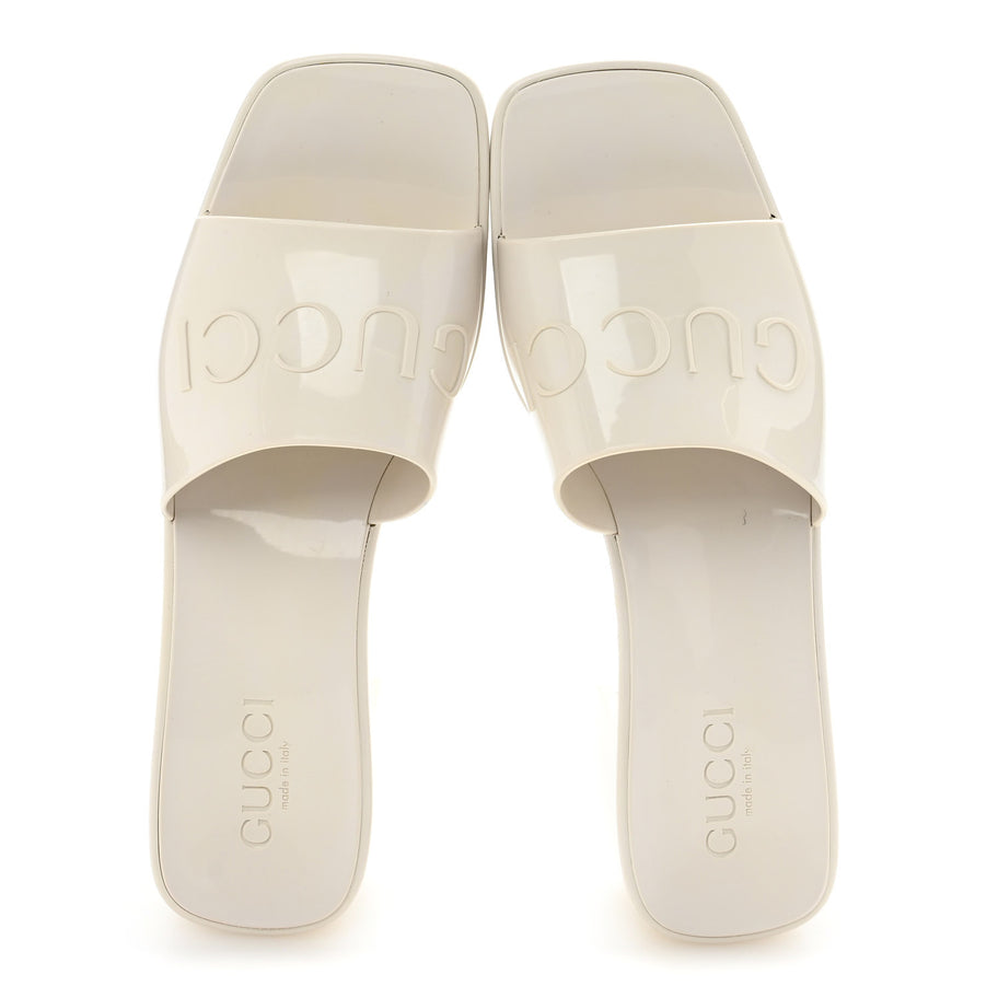 Gucci Rubber Logo Womens Platform 20/60mm Slide Sandals 38 Mystic White Image 2
