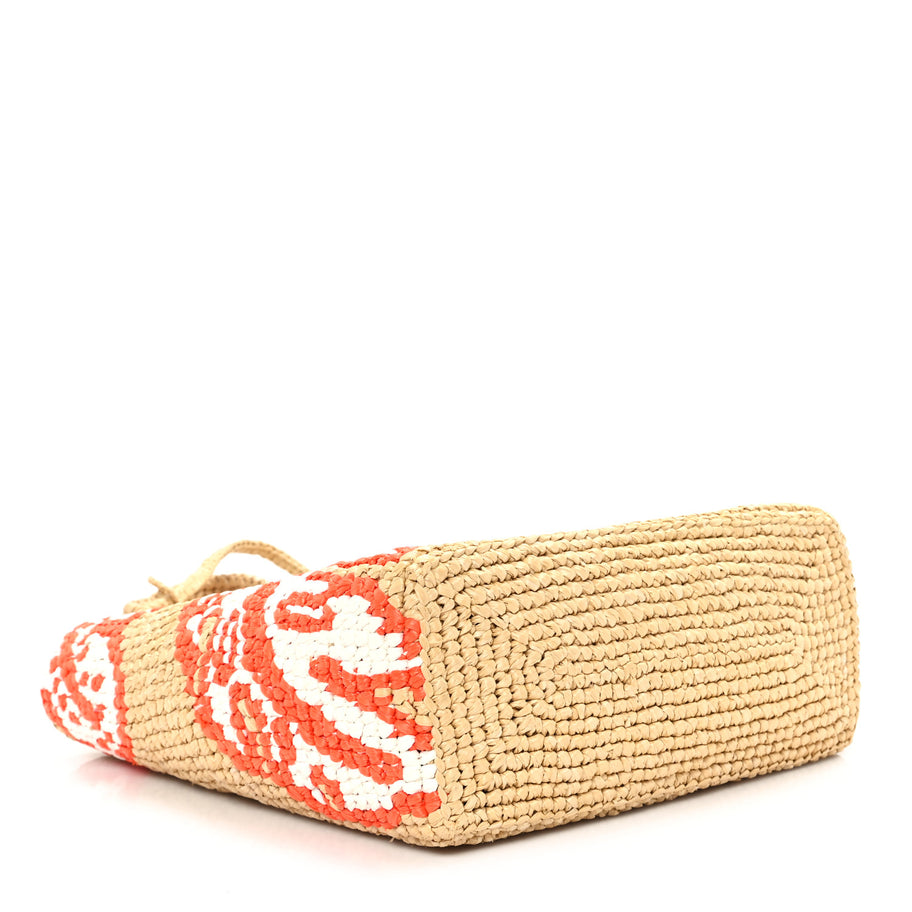 Prada Raffia Floral Small Logo Tote Naturale Arancio Naturale Arancio Image 4