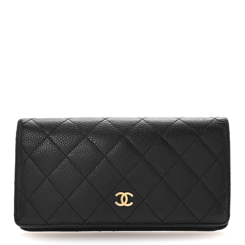  Chanel Caviar Quilted Yen Wallet Black