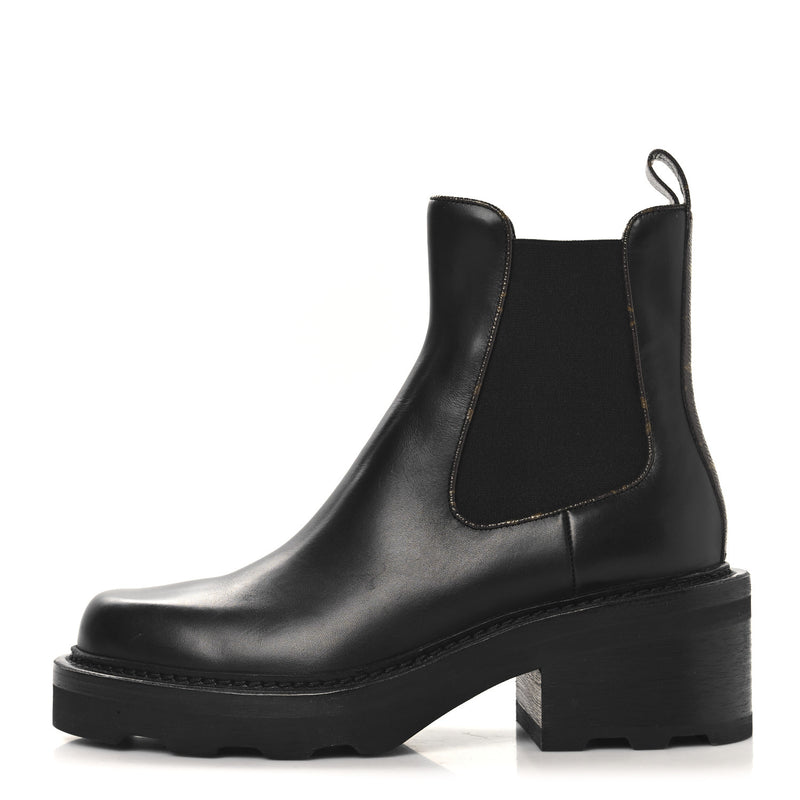  Louis Vuitton Calfskin Monogram Beaubourg Ankle Boots Black