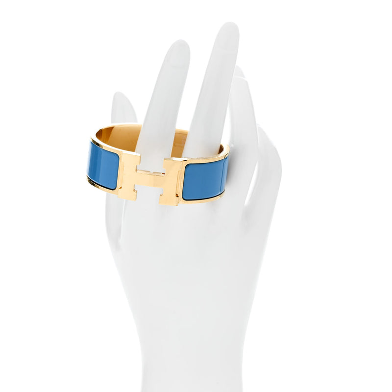  Hermes Enamel Wide Clic Clac H Bracelet PM Bleu Cielo