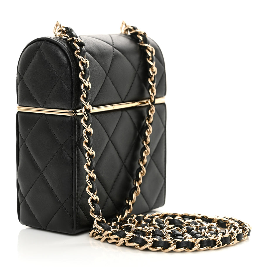 Chanel Lambskin Quilted Small Box With Chain Black Image 3