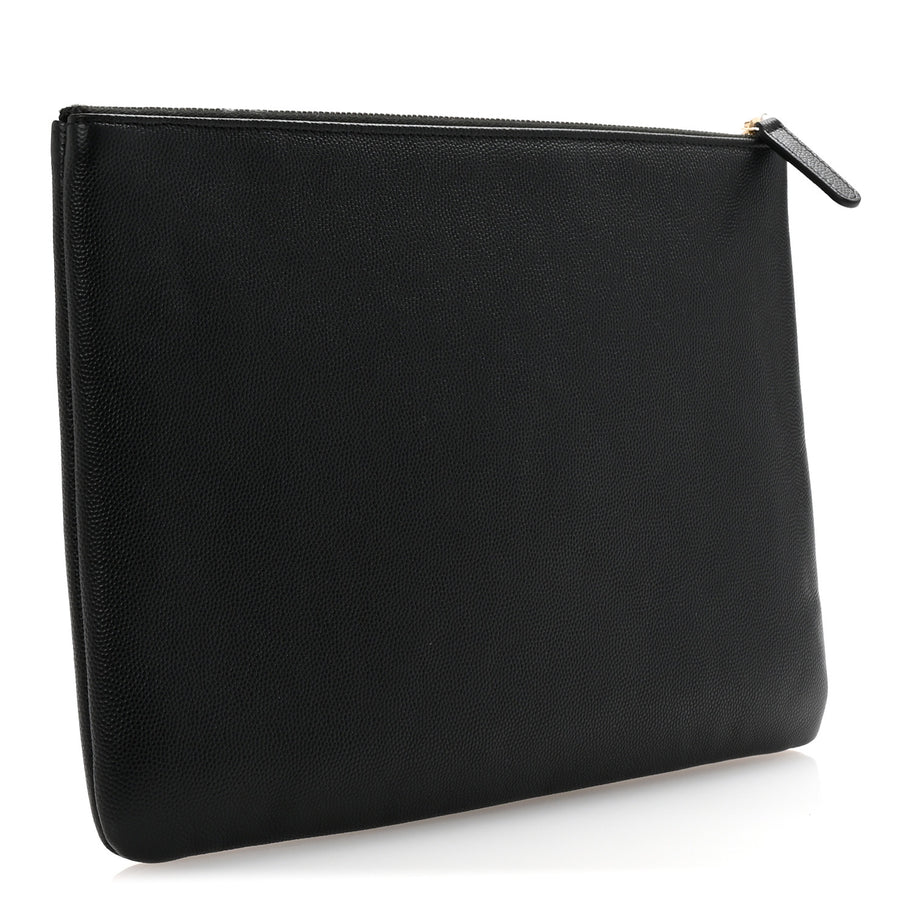 Chanel Caviar Studded Medium Deauville Pouch Black Image 3