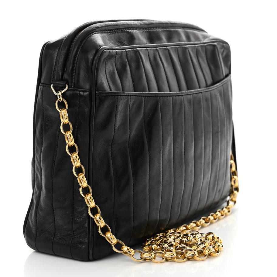 Chanel Lambskin Vertical Quilted Tassel Camera Case Black Image 3