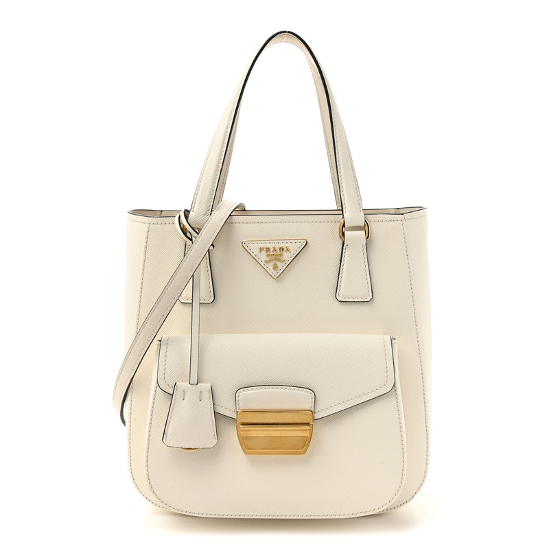  Prada Saffiano Lux Metropolis Tote White
