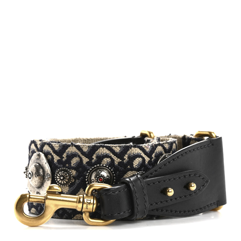  Christian Dior Oblique Studded Shoulder Strap Blue