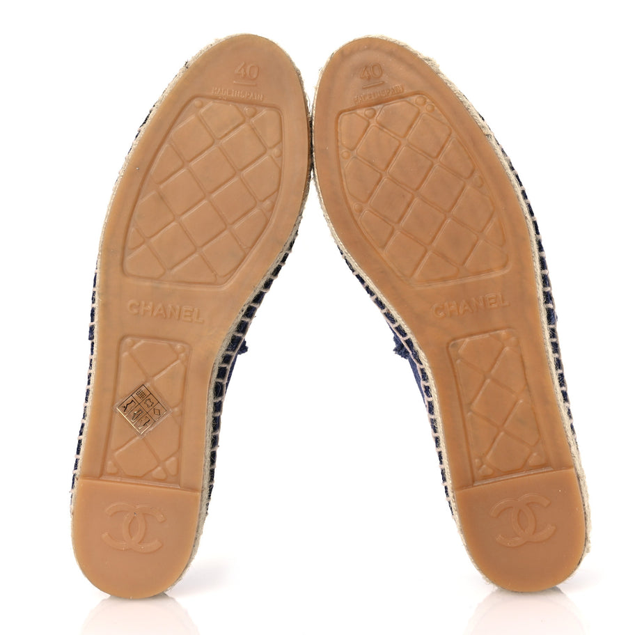 Chanel Denim Toile CC Espadrilles 40 Navy Black Image 7