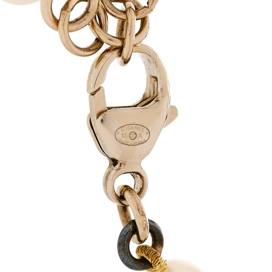 Chanel Pearl Crystal Star CC Bracelet Gold Image 4