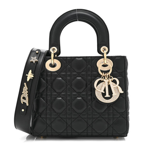 Christian Dior Lambskin Cannage Crystal Small My ABCDior Lady Dior Black Image 1