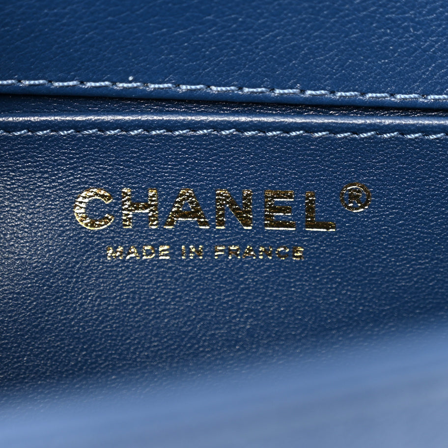 Chanel Lambskin Quilted Medium Top Handle Boy Flap Dark Blue Image 6