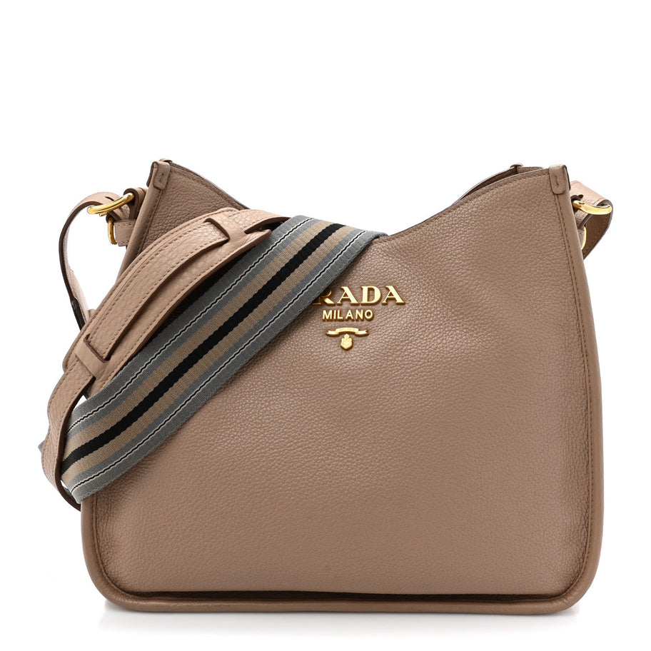 Prada Vitello Daino Soft Hobo Messenger Bag Argilla Image 1