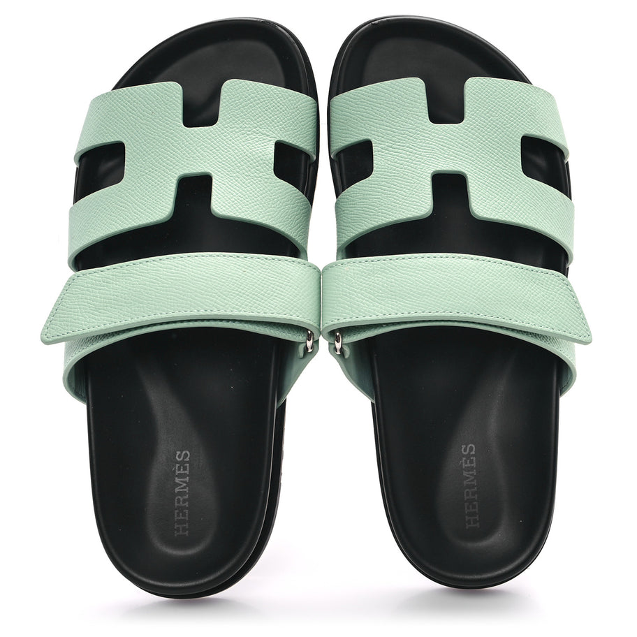 Hermes Epsom Womens Chypre Sandals 37.5 Vert Jade Image 2