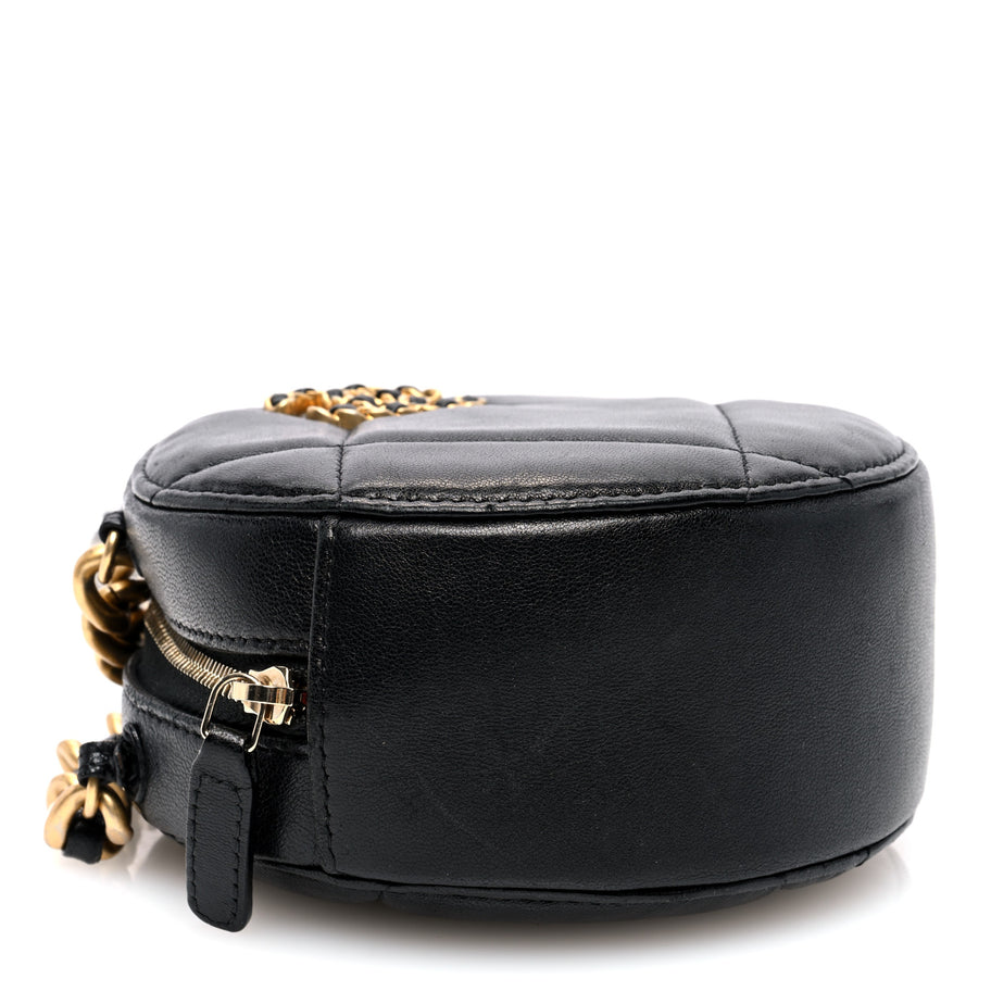 Chanel Lambskin Quilted 19 Round Clutch With Chain Black Image 4