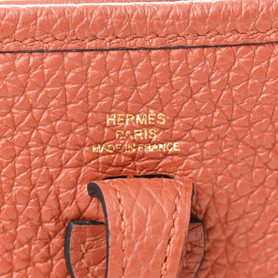 Hermes Taurillon Clemence Maxi Quadrille Evelyne TPM Cuivre Capucine Parme Rouge Duchess Image 5