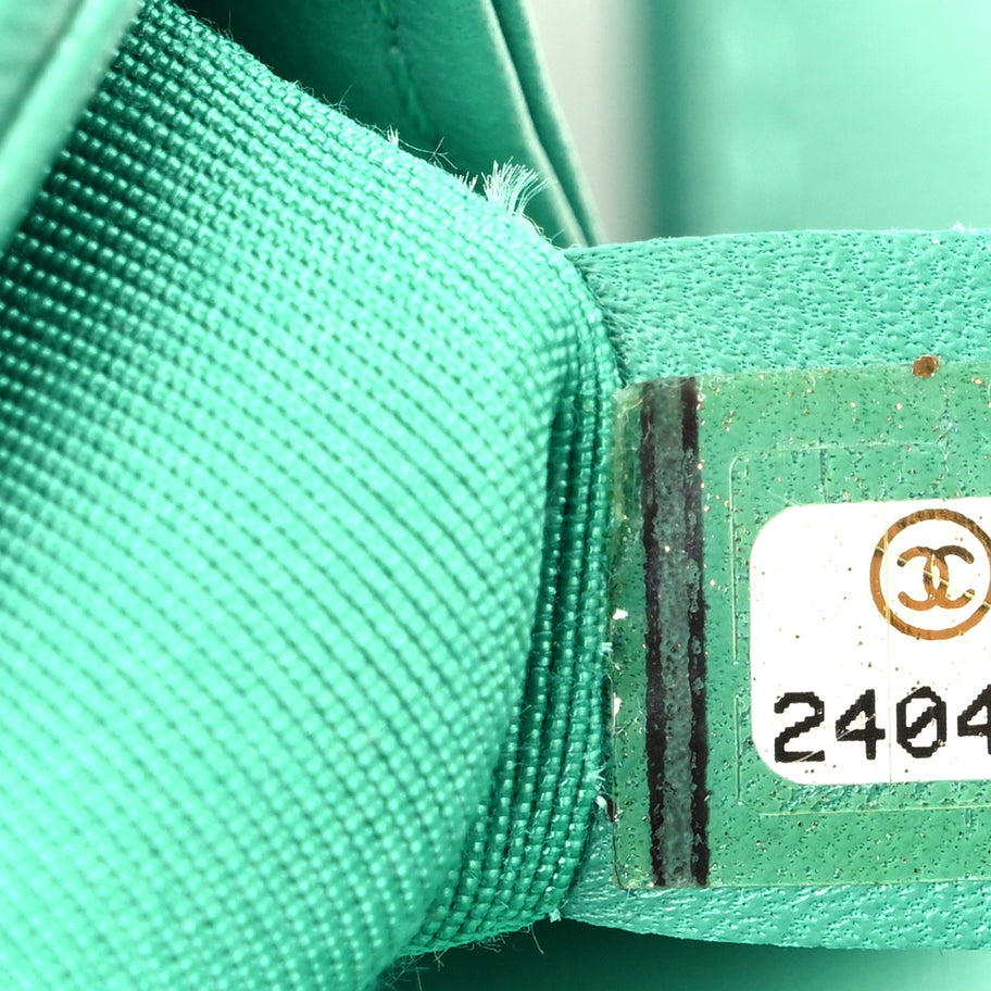 Chanel Lambskin Rubber Quilted Small Tone Boy Flap Green Black Image 7