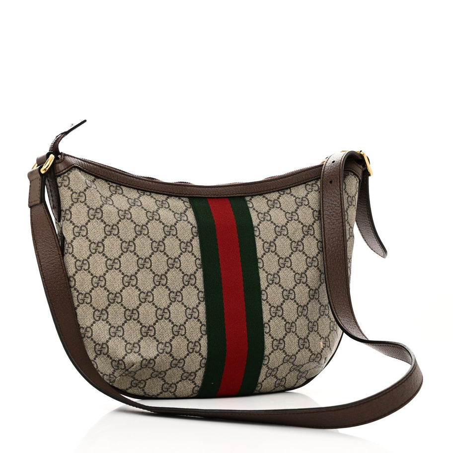 Gucci GG Supreme Monogram Web Small Ophidia Half Moon Hobo Brown Image 3