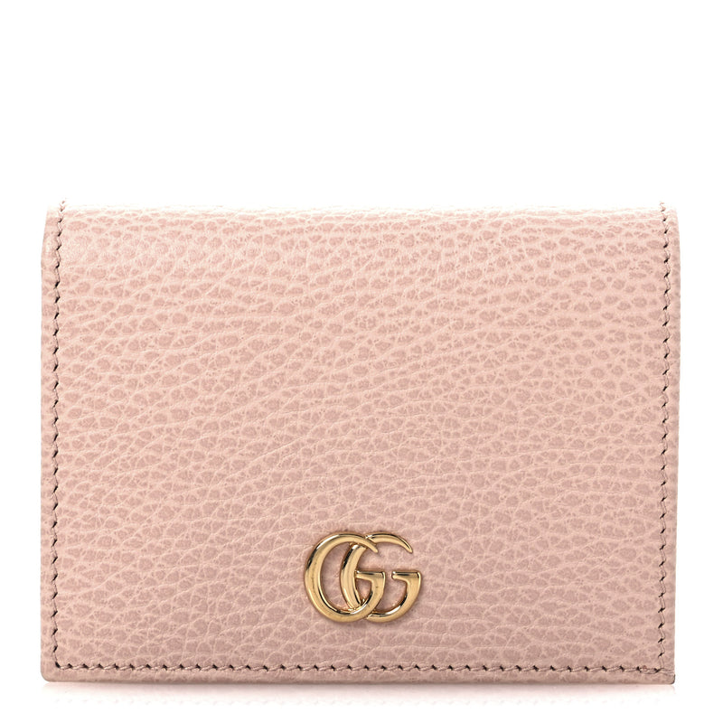  Gucci Dollar Calfskin GG Marmont Card Case Perfect Pink