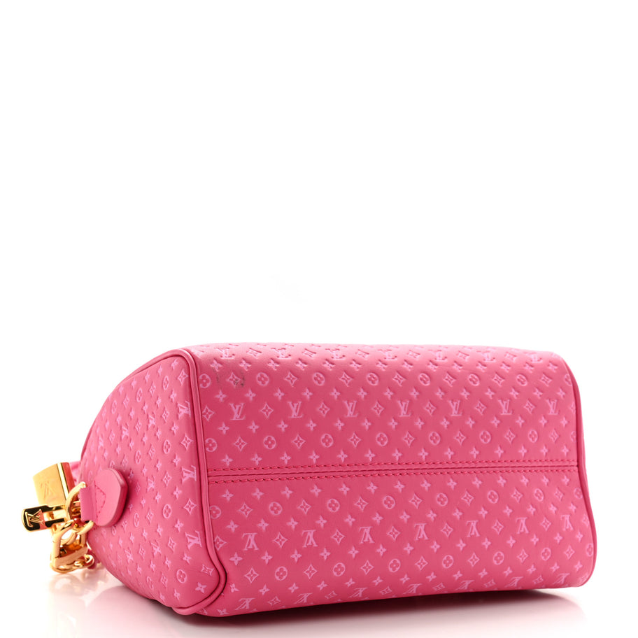 Louis Vuitton Calfskin Nanogram Embossed Speedy Bandouliere 20 Rose Image 4