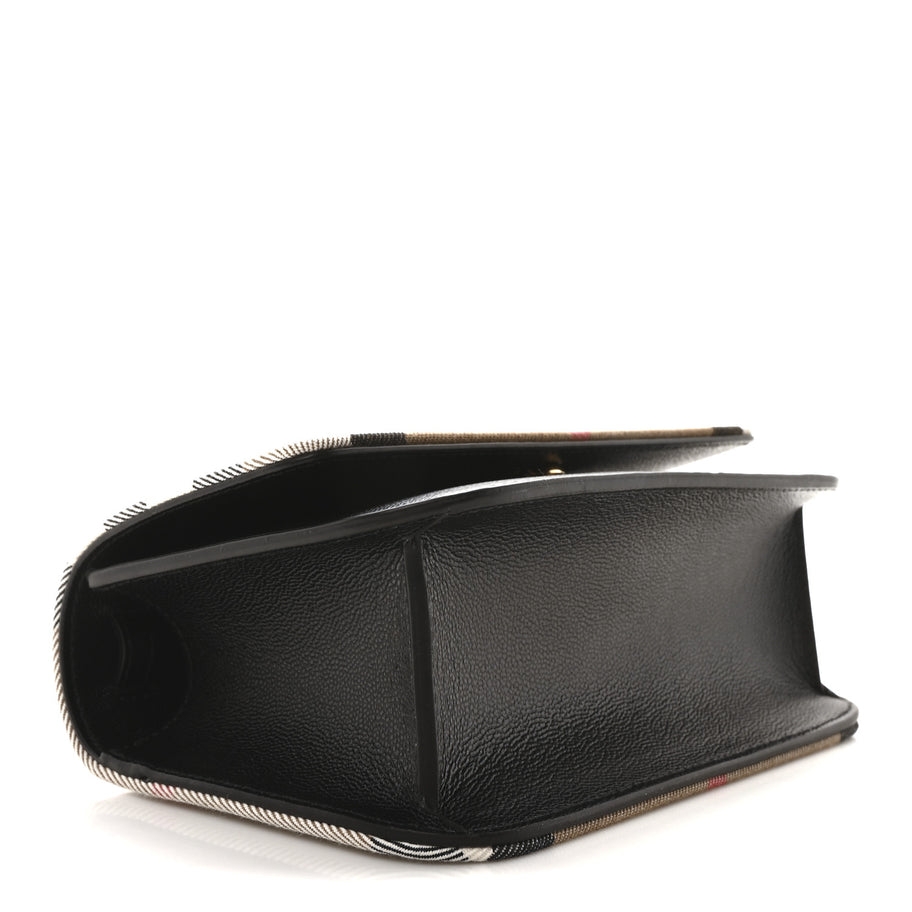 Burberry Grained Calfskin House Check Small Madison Shoulder Bag Black Image 4