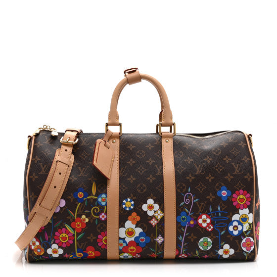  Louis Vuitton LV TM Monogram Flowers Keepall Bandouliere 45