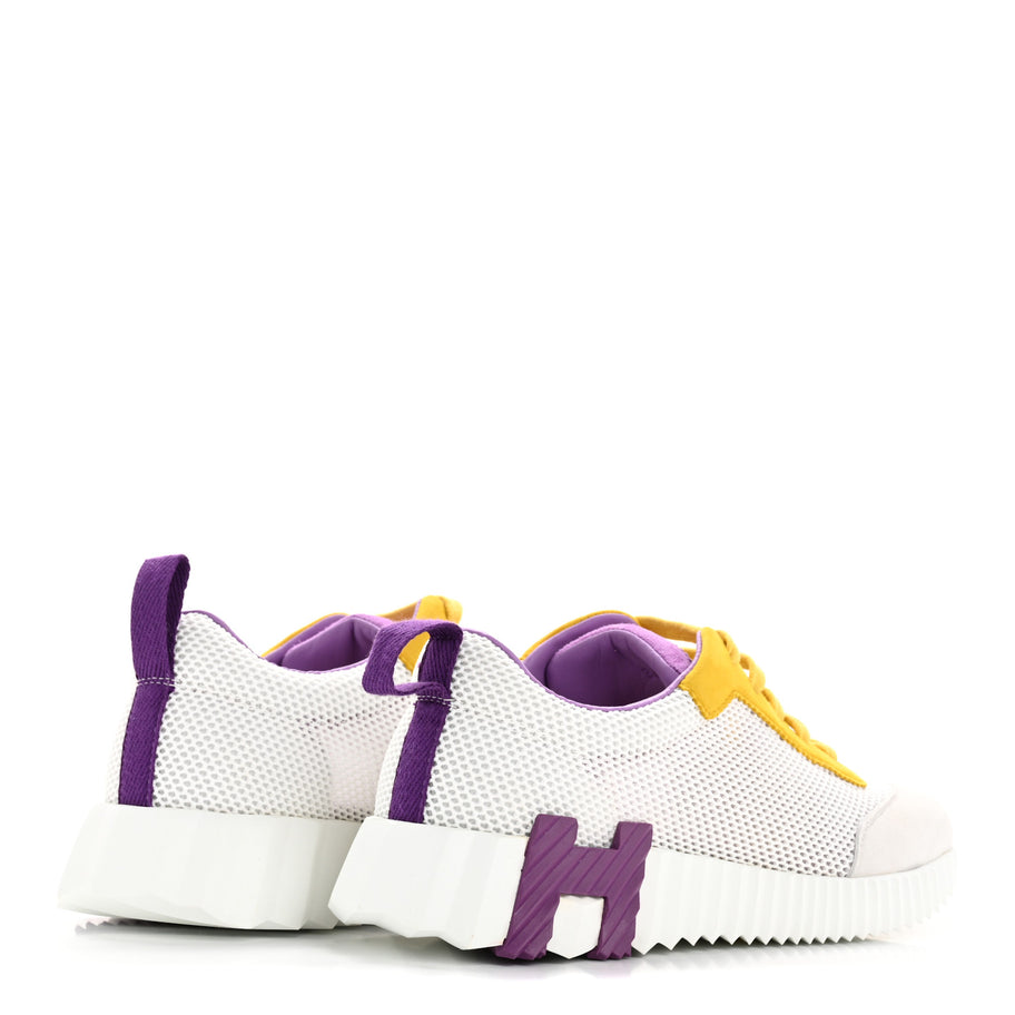 Hermes Air Mesh Suede Goatskin Bouncing Sneakers 36 White Multicolor Image 5