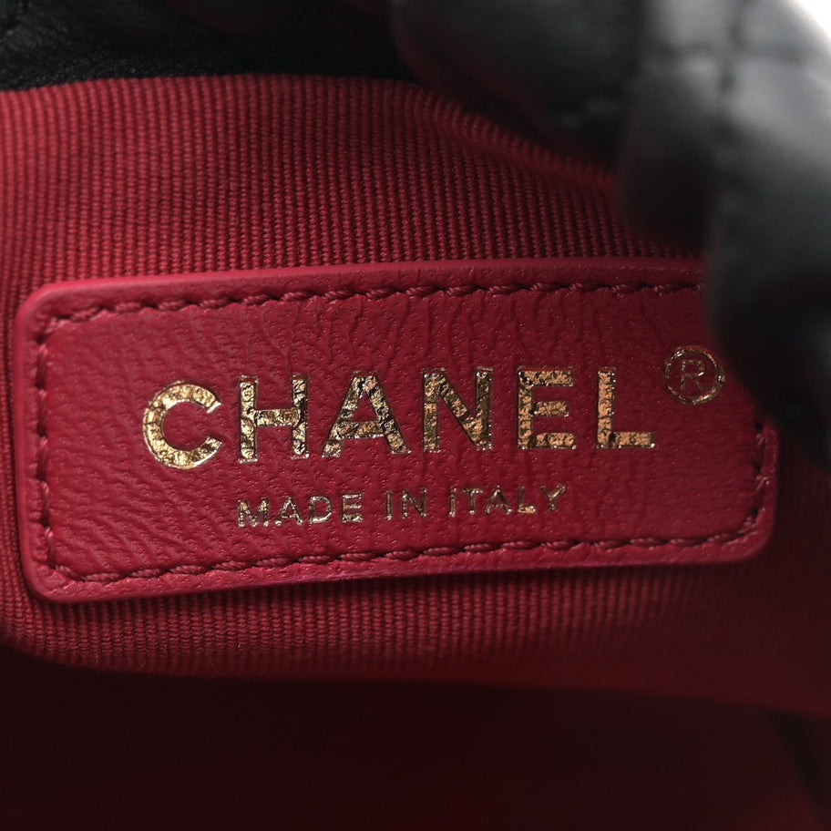 Chanel Calfskin Quilted Pearl Mini About Pearls Drawstring Bucket Bag Black Image 6