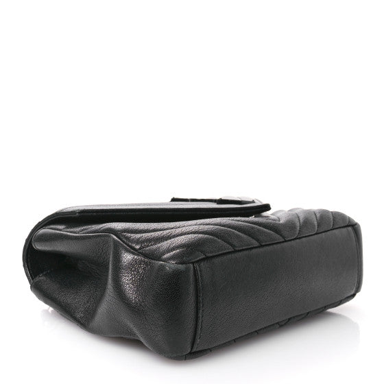 Saint Laurent Sheepskin Matelasse Chevron Monogram Monochrome Medium College Bag Black Image 4