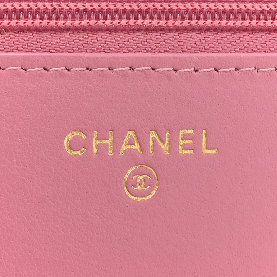 Chanel Tweed Quilted Wallet On Chain WOC Pink Image 6