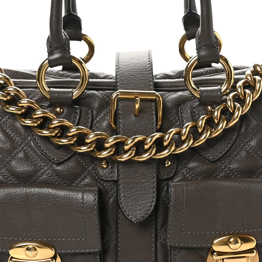Marc Jacobs Calfskin Quilted Venetia Satchel Grey Image 7