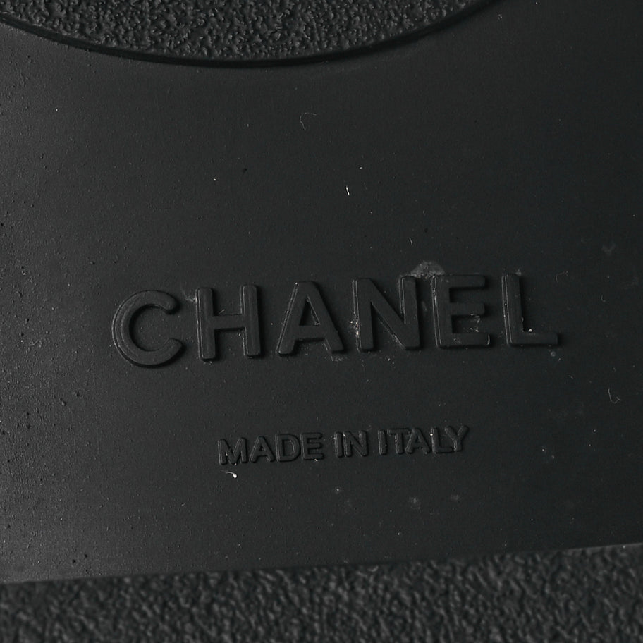 Chanel Tweed Pearl Combat Short Boots 38 Purple Black Image 6