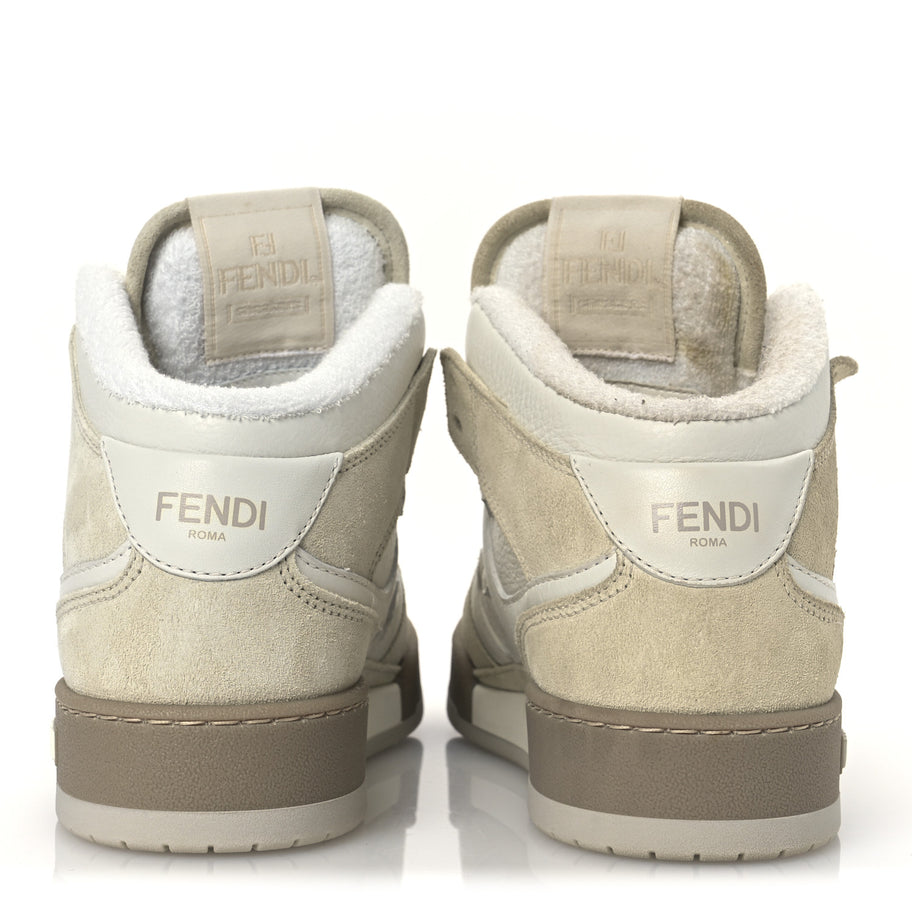 Fendi Suede Vitello Match High Top Sneakers 37 Ice White Ice Fendi White Image 6
