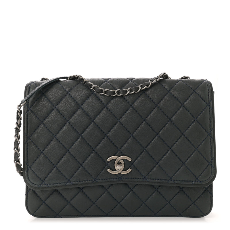  Chanel Caviar Quilted Flap With Chain Blue