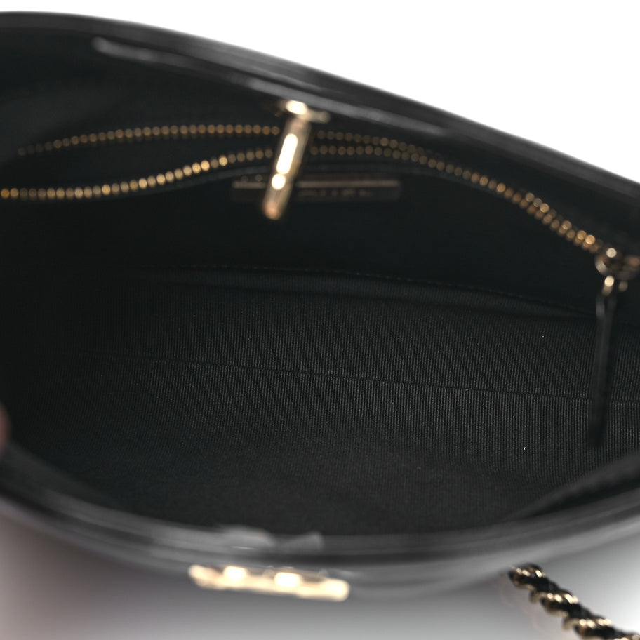 Chanel Shiny Crumpled Calfskin Quilted Mini 31 Shopping Bag Black Image 5