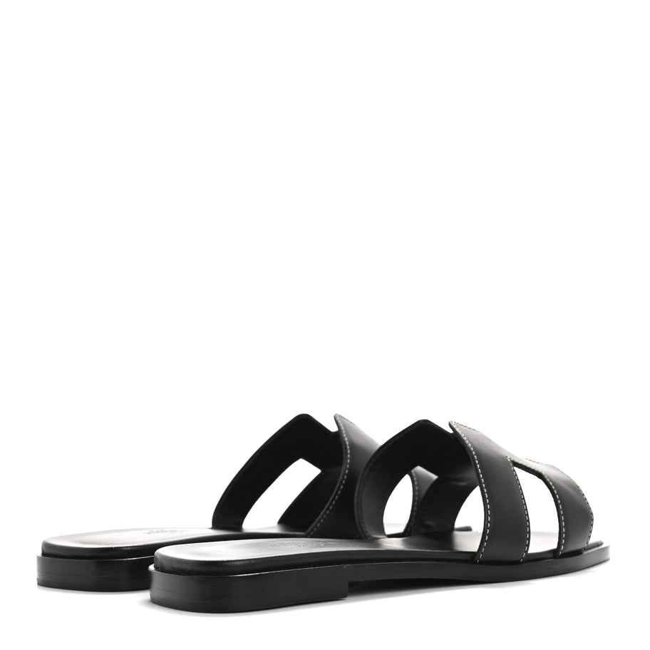 Hermes Box Calfskin Oran Sandals 36.5 Black Image 5