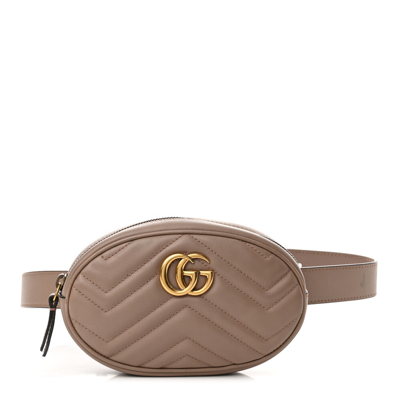  Gucci Calfskin Matelasse GG Marmont Belt Bag 85 34 Porcelain Rose
